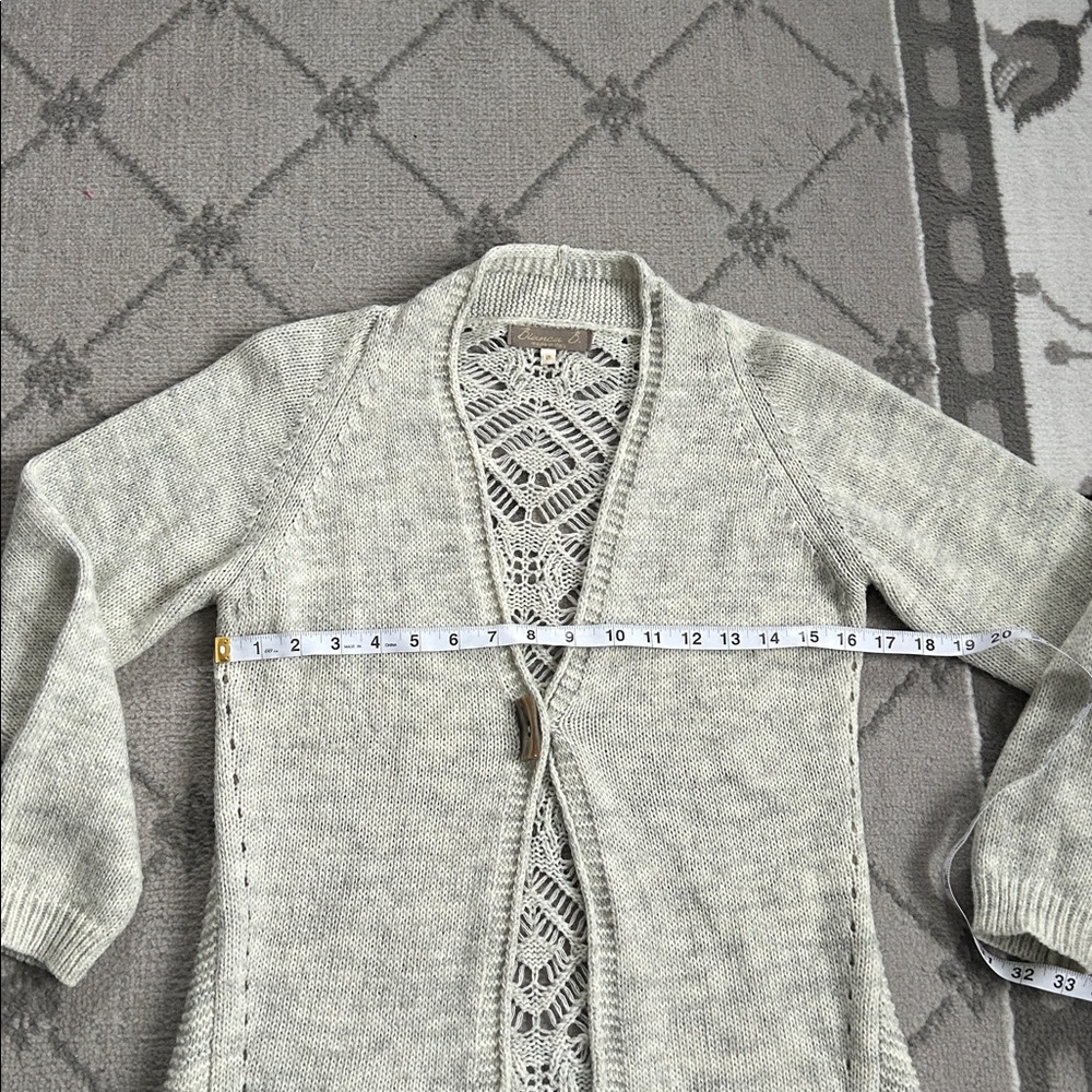 Bianca B Tan Italian  Knit Cardigan with Lace Back Detail - Picture 5 of 9